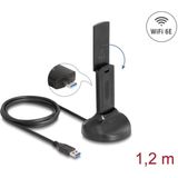 Delock - AX3000 - Netwerkadapter - Zwart - Wi-Fi 6E, USB 3.0, Dualband, Uitschuifbare Antenne