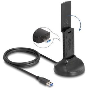 Delock Wi-Fi 6E dualband WLAN USB-adapter AX3000 (2 x 1201 +) (USB), Netwerkadapter, Zwart