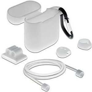 DeLOCK Apple AirPods 18351 siliconen beschermhoes met 5-in-1 accessoireset wit
