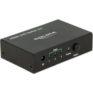 DeLOCK - HDMI Schakelaar - 3 naar 1 - Versie 2.0 - 4K 60Hz HDR