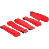 Klittenband kabelbinders met gesp 300 x 20mm / rood (5 stuks)