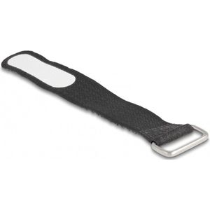 Klittenband kabelbinders met gesp en label 127 x 20mm / zwart (5 stuks)