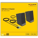 Delock - USB Stereo 2.0 Luidspreker - Zwart - 3,5 mm Aansluiting