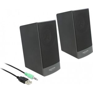 Delock - USB Stereo 2.0 Luidspreker - Zwart - 3,5 mm Aansluiting