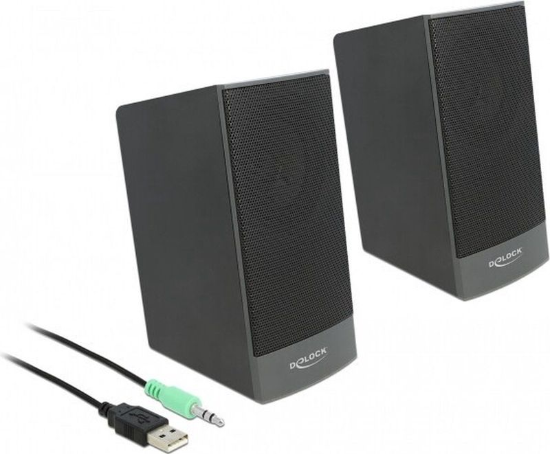 Delock - USB Stereo 2.0 Luidspreker - Zwart - 3,5 mm Aansluiting