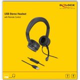 Delock USB stereo headset met kabel afstandsbediening en
