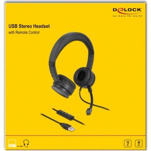 Delock - USB Stereo-headset - Zwart - Kabel - Afstandsbediening