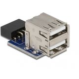Delock - USB Pin Header - 2 x USB 2.0 - Zwart - Voor Moederbord