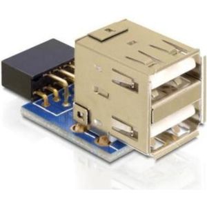 Delock 41825 USB-pin-header female > 2 x USB 2.0 female - omhoog
