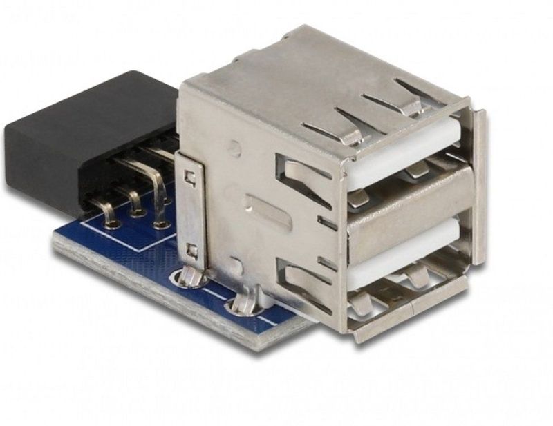 Delock - USB Pin Header - 2 x USB 2.0 - Zwart - Voor Moederbord