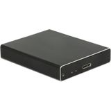 DeLOCK - Externe Behuizing - Zwart - Voor 2 M.2 SSD's - USB3.1 - RAID Ondersteuning