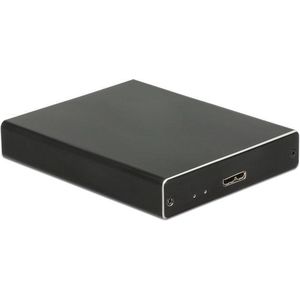 DeLOCK - Externe Behuizing - Zwart - Voor 2 M.2 SSD's - USB3.1 - RAID Ondersteuning