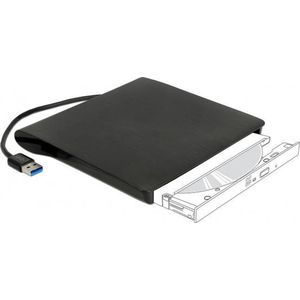 DeLOCK behuizing voor 5,25'' Ultra Slim SATA drives (9,5mm) - USB3.0 (USB-A) / zwart