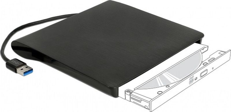 DeLOCK Behuizing - USB3.0 - Zwart - Voor 5,25 Inch Ultra Slim SATA Drives