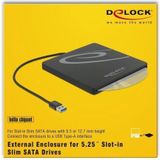 DeLOCK Behuizing 5.25'' Slot-in Slim SATA - USB 3.0 - Zwart