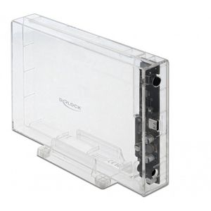 Delock - Externe Behuizing - Transparant - Voor 3.5″ SATA HDD - USB Type-C™