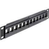 Patch Panel - Zwart - Metaal/Plastic - Geschikt voor 12 Keystone Modules