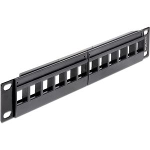 Patch Panel - Zwart - Metaal/Plastic - Geschikt voor 12 Keystone Modules