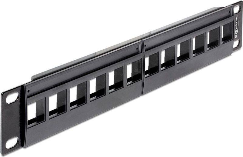 Patch Panel - Zwart - Metaal/Plastic - Geschikt voor 12 Keystone Modules