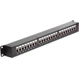Premium - CAT6 Gigabit Patch Panel - 1U - 24 Poorten - Afgeschermd - Zwart