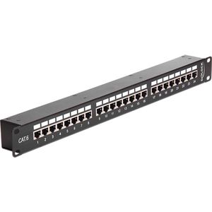 Premium - CAT6 Gigabit Patch Panel - 1U - 24 Poorten - Afgeschermd - Zwart