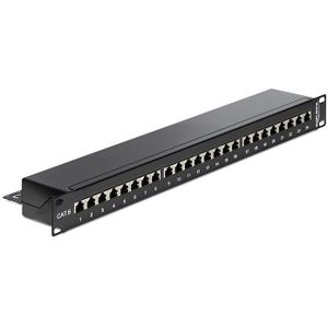 Delock 19 inch patch panel | 24x RJ45 | CAT6 | STP | 1U | zwart