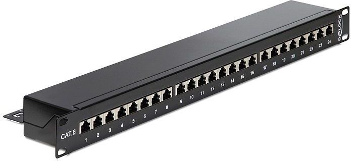 Delock - 19 Inch Patch Panel - 24x RJ45 - Zwart - CAT6, STP, 1U, 250 MHz