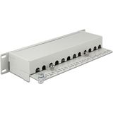 Delock - 10 Inch Patch Panel - Grijs - 12x RJ45 - CAT6 - STP - 1U