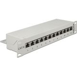 Delock - 10 Inch Patch Panel - Grijs - 12x RJ45 - CAT6 - STP - 1U