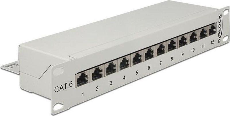 Delock - 10 Inch Patch Panel - Grijs - 12x RJ45 - CAT6 - STP - 1U