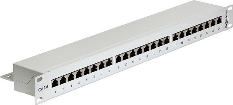 Delock - 19 Inch Patch Panel - Grijs - 24x RJ45 - CAT6 - STP - 1U