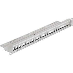 Premium 19'' Patch Panel 1U voor 24 Keystone modules / grijs