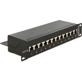 Delock - Patch Panel - 10 Inch - 12x RJ45 - CAT6a - STP - Zwart