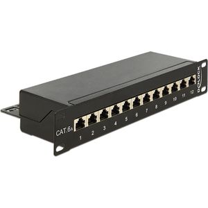 Delock - Patch Panel - 10 Inch - 12x RJ45 - CAT6a - STP - Zwart