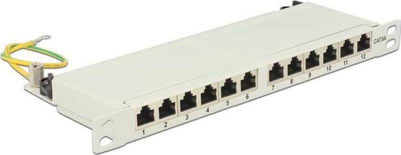 Patch Panel - 10 Inch - 12x RJ45 - CAT6a - Afscherming - Stalen Behuizing