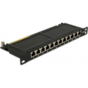Delock - 10 Inch Patch Panel - 12x RJ45 - CAT6a - STP - Zwart