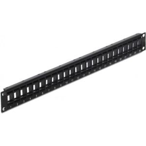 Patch Panel - Zwart - Metaal/Plastic - Geschikt voor 24 Keystone Modules