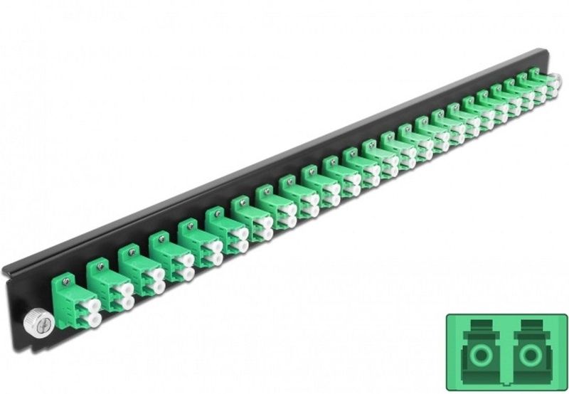 Delock 19″ Splice Box Front Panel 24 port LC Duplex green