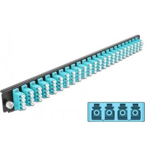DeLOCK - Fiber Splice Box Paneel - Front - Zwart, Aquamarijn - 1U - 19"