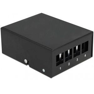 Delock - Keystone Patch Panel - 4 Poorten - Zwart - Afgeschermde Behuizing