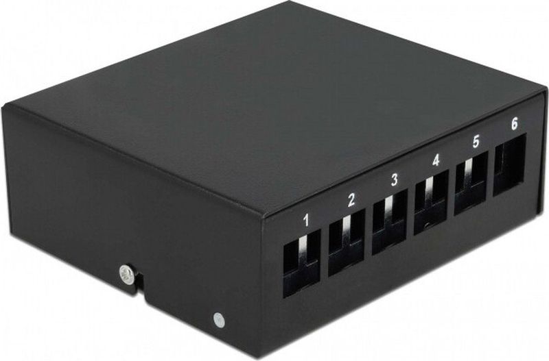 Delock - Keystone Patch Panel - Zwart - 6 Poorten - Afgeschermde Metalen Behuizing