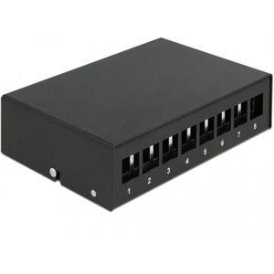 Delock - Keystone Patch Panel - 8 Poort - Zwart - Metalen Behuizing