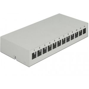 Delock - Keystone Patch Panel - 12 Poorten - Grijs - Metalen Behuizing