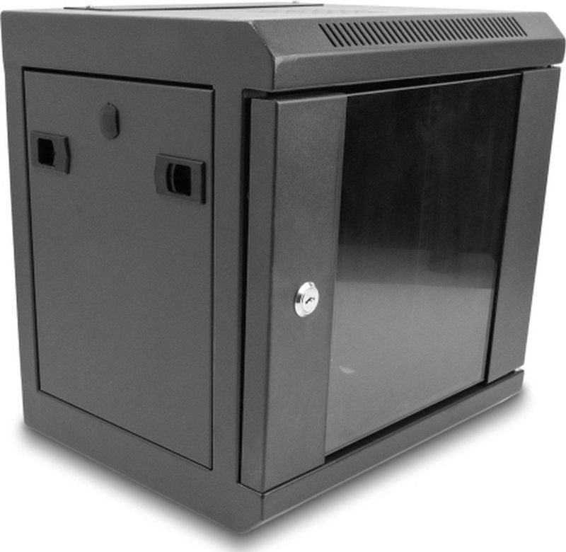 Delock - 10" Netwerkkast - 6U - Wandmontage - Zwart - Veiligheidsglas