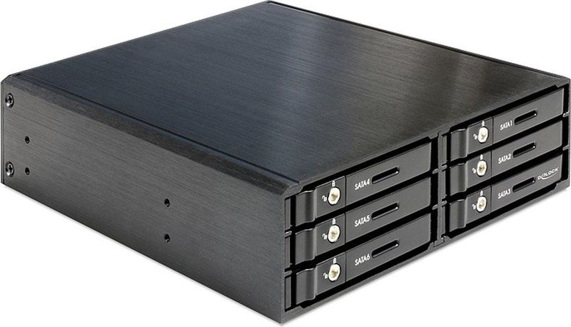 Premium 6x 2,5'' HDD/SSD naar 5,25'' slot mobile rack / zwart