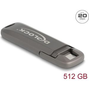 Delock USB 20 Gbps USB-C Speicherstick 512 GB, Lesegeschwind (512 GB, USB-C), USB-stick, Grijs