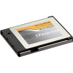 Delock 54065 (CF, CFexpress type B, 128 GB, U3), Geheugenkaart, Zilver, Zwart
