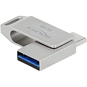 Delock USB-stick (32 GB, USB 3.0, USB C, USB A), USB-stick, Zilver