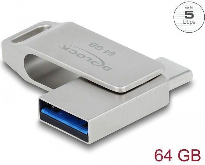 Delock - USB-stick - Grijs - 64 GB - USB-A en USB-C