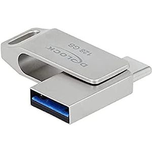 Delock 54076 (128 GB, USB A, USB C, USB 3.0), USB-stick, Zilver